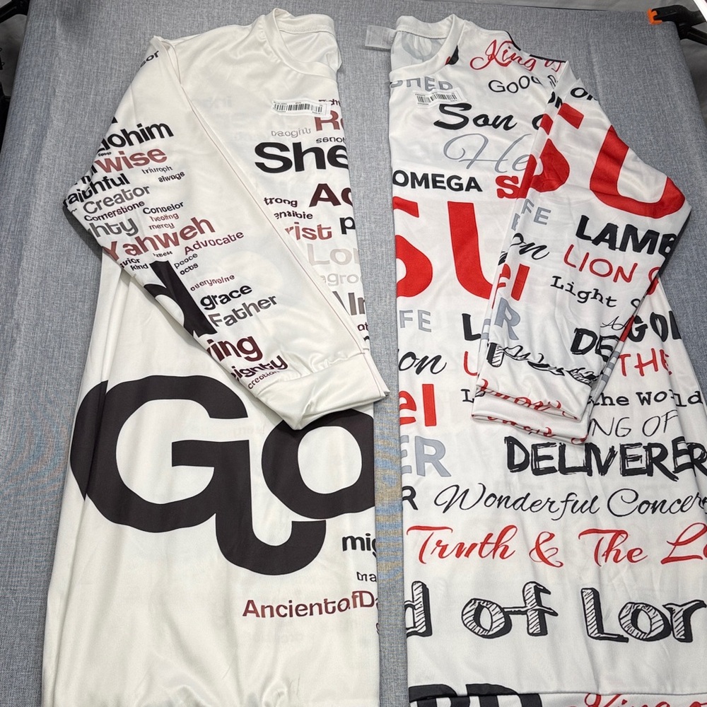 2 Religious Graphic Long Sleeve Pajamas